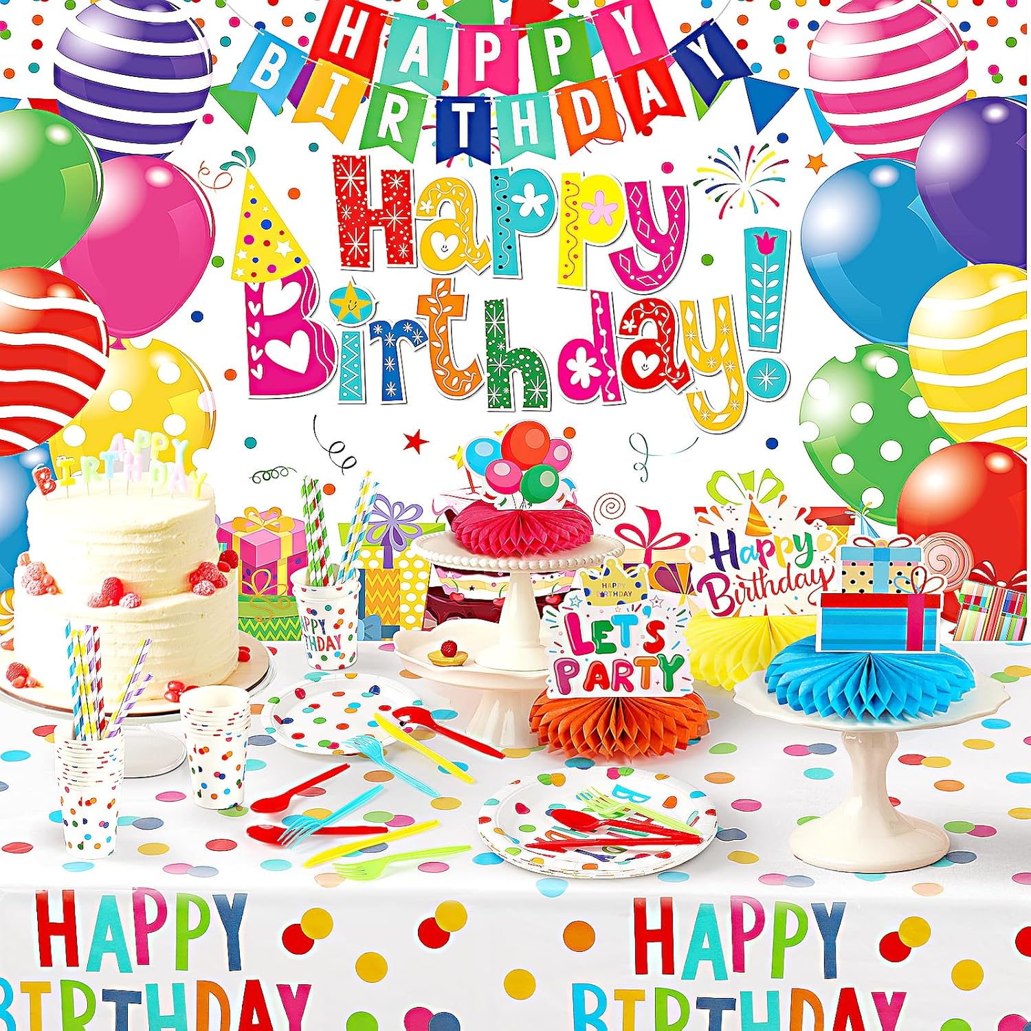 Happy Birthday Decorations 170pcs Party Supplies Kit