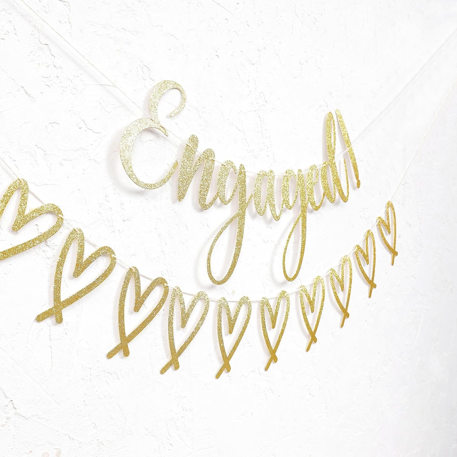 Happy Engagement Banner - Gold Glitter Bride To Be Decor