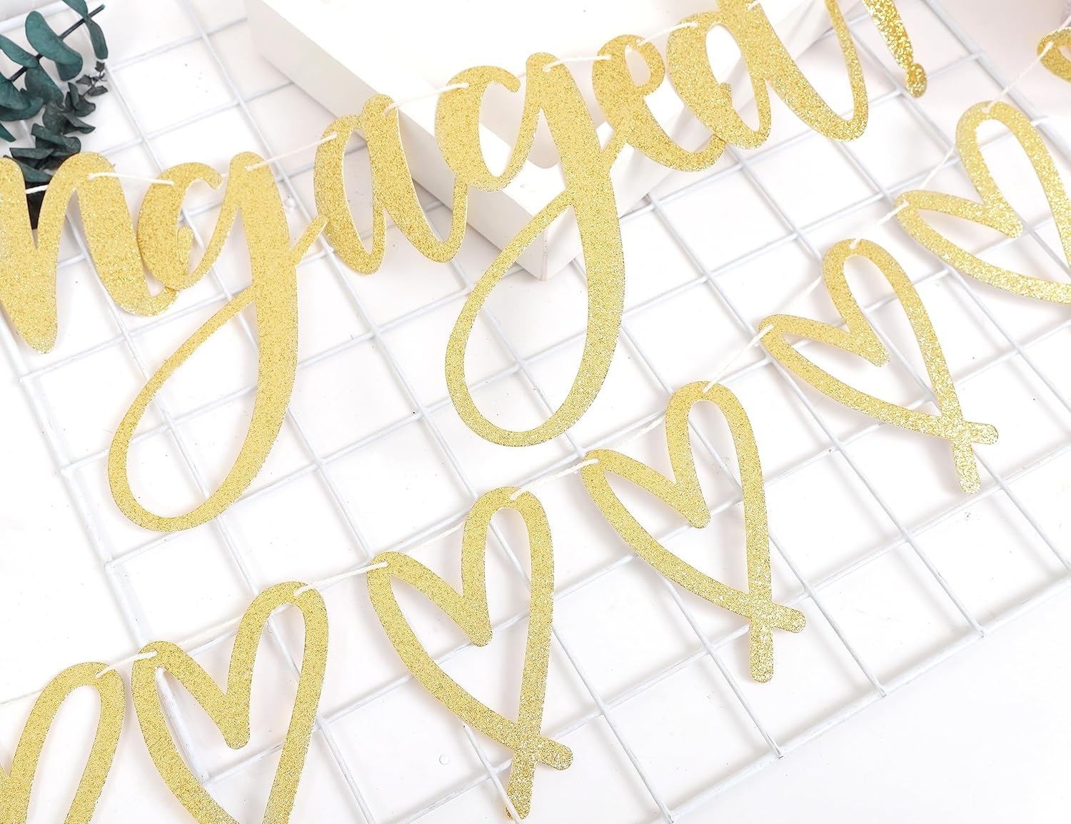 Happy Engagement Banner - Gold Glitter Bride To Be Decor