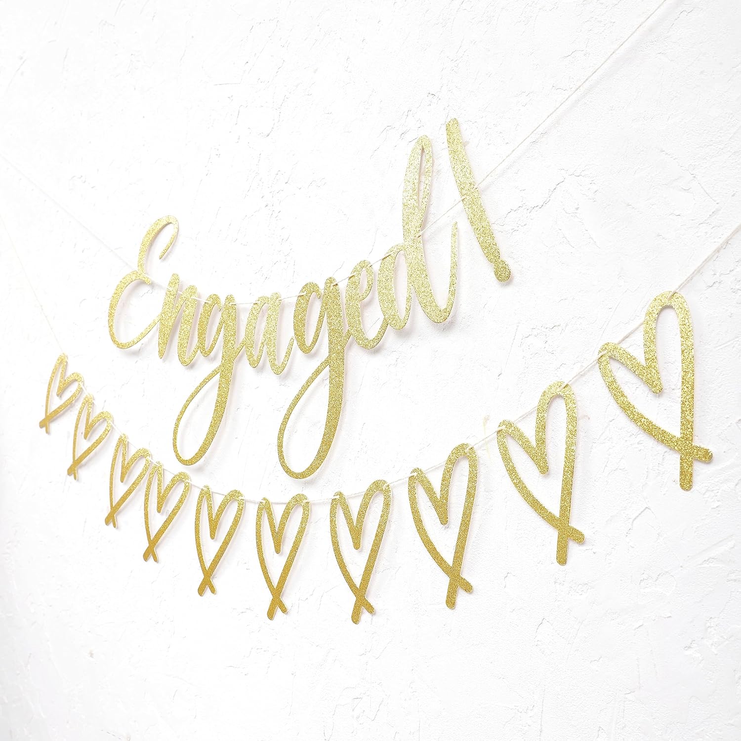 Happy Engagement Banner - Gold Glitter Bride To Be Decor