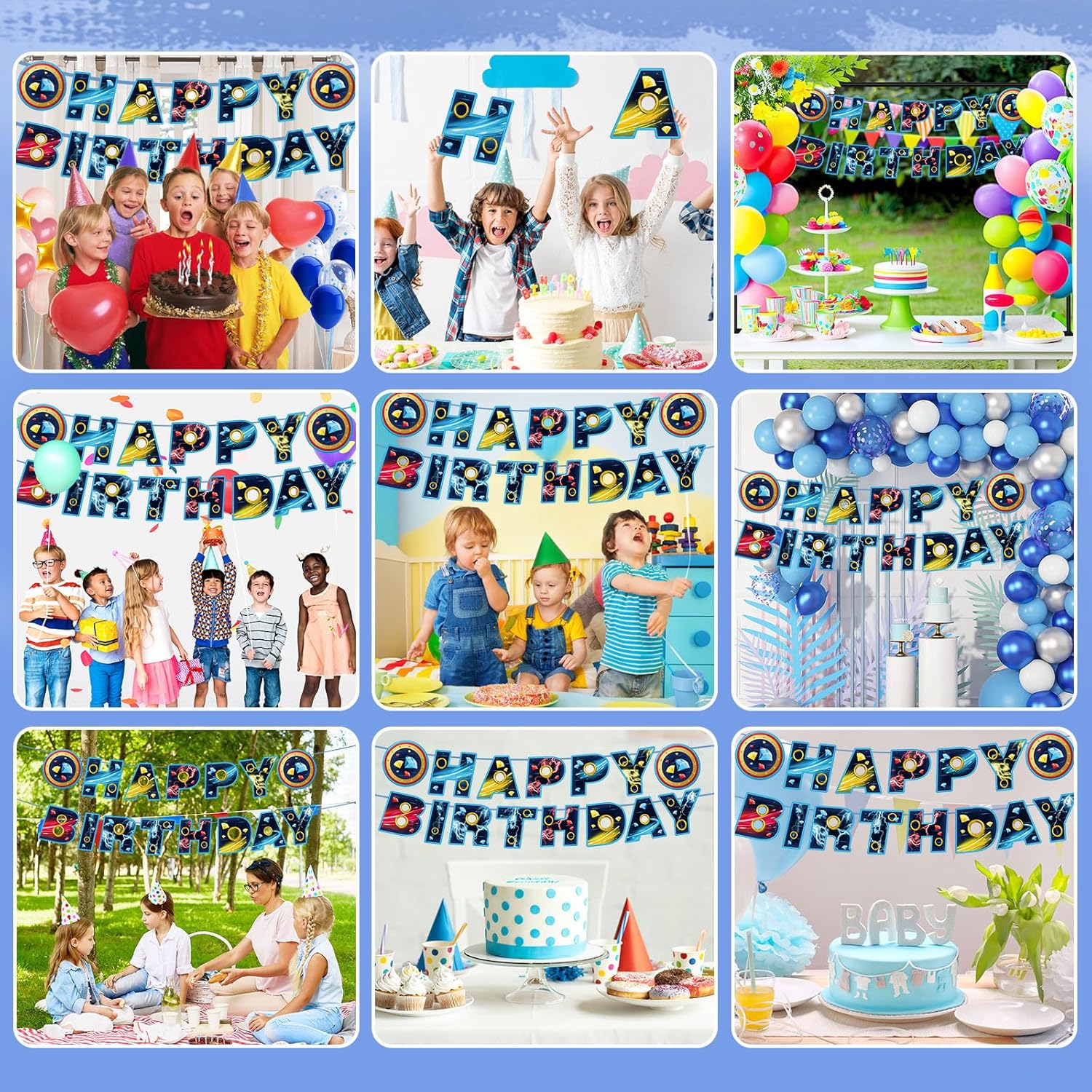 Blue Hedgehog Birthday Banner Preloaded and Ready to Hang