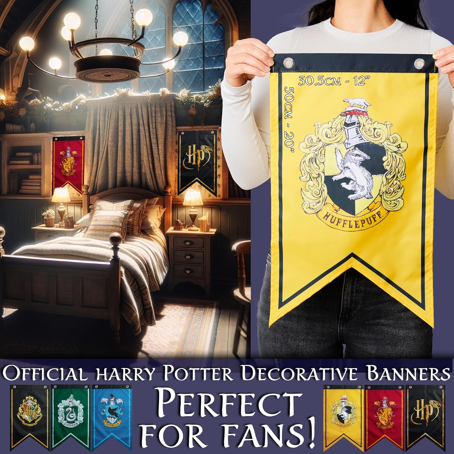 Harry Potter Party Decorations 6 Banners Hogwarts Flags