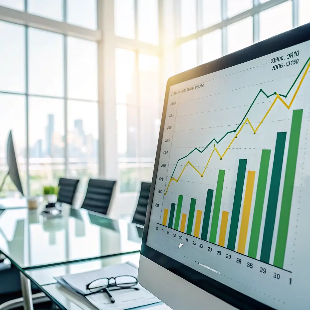 A financial chart showing growth and investment, representing the finance industry.